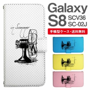 スマホケース 手帳型 Galaxy S8 ギャラクシー SC-02J SCV36 携帯ケース カバー 送料無料 メッセージ 扇風機