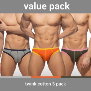 メンズビキニ ブリーフ ADDICTED/アディクティッド TWINK COTTON 3 PACK 3 まとめ買い コットン 綿 細ゴム　通気性メンズビキニ ビキニブ