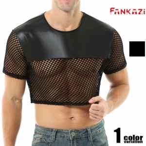 FANKAZi/ファンカジ ビッグホール メッシュ メンズ　ファッション　トップス 半袖 ショート丈