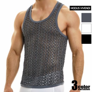 ModusVivendi/モダス ビベンディ Hole Tanktop かぎ編み 網目メッシュ クルーネック タンクトップ　袖なし　ノースリーブ　スリーブレス