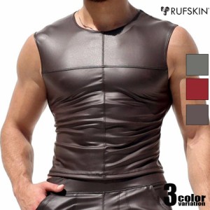 RUFSKIN/ラフスキン SYLVESTER フェイクレザー 袖なし ノースリーブ スリーブレス メンズ ファッション トップス ジムウェア クロップド