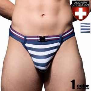 AndrewChristian/アンドリュークリスチャン Nautical Buckle Bikini 留め具 バックル 付き フルバック マリンボーダー 縞 メンズ 水着 ス