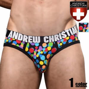 メンズビキニ AndrewChristian/アンドリュークリスチャン Party Brief w/ ALMOST NAKED オルモストネイキッド 水玉 ドット レインボー ロ