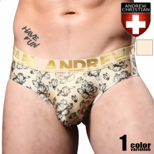 メンズビキニ AndrewChristian/アンドリュークリスチャン Floral Shimmer Brief w/ ALMOST NAKED オルモストネイキッド 光沢 花柄　フル