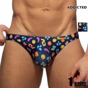 メンズビキニ ブリーフ ADDICTED/アディクティッド EMOJI BIKINI BRIEF イラストプリント ビキニブリーフ 男性下着 メンズ パンツ MOLDED