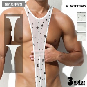 G-Station/ジーステーション SP5生地 ムタンガ マンキニ サスペンダー 男性下着　メンズ　上下一体型インナー 透け 花柄 桜 星 星柄 羽