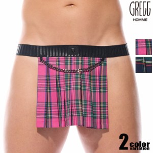 メンズTバック GreggHomme/グレッグ・オム  THE KILT THONGチェック柄 ふんどし風Tバック チェーン付き タータンチェック 男性下着 メン