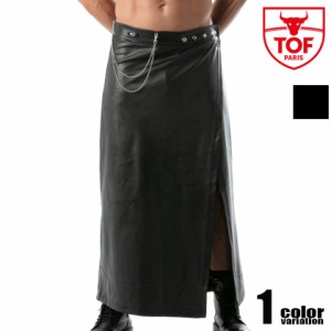 TOF PARIS/Trends Of Friends Kinky Long Mens Skirt for menフェイクレザー ロングスカート 腰巻 メンズ ファッション ボトムス スリッ