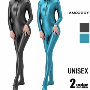 AMORESY/アモレシー レオタード水着 デザインタイツセクシー コスプレコスチューム 全身タイツ フロントジッパー 長袖 ボディスーツ 男女