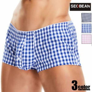 SEOBEAN/セビン トランクス　男性下着　メンズ　パンツ　ゆったり　リラックス ショート丈 フロントモッコリ構造 前開き コットン 綿