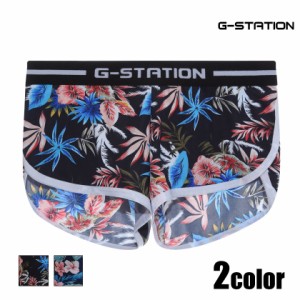 G-Station/ジーステーション クールフラワープリント サイドオープン トランクス　ツルツル メンズ　男性下着　ローライズ　パンツ　サイ