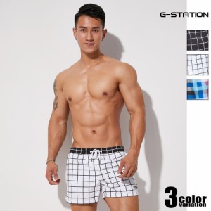 G-Station/ジーステーション ウィンドウペン スイムウェア　ショートパンツ型スイムウェア　男性水着  海水パンツ 海パン 水泳 ビーチウ