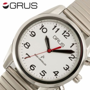 グルス 腕時計 GRUS 時計 音声で時刻を知らせるボイス電波腕時計 ユニセックス メンズ レディース ホワイト GRS003-01  