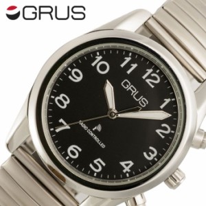 グルス 腕時計 GRUS 時計 音声で時刻を知らせるボイス電波腕時計 ユニセックス メンズ レディース ブラック GRS003-02  