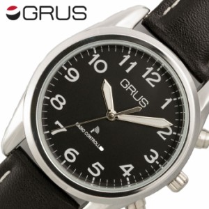 グルス 腕時計 GRUS 時計 音声で時刻を知らせるボイス電波腕時計 メンズ レディース ブラック GRS003-03  