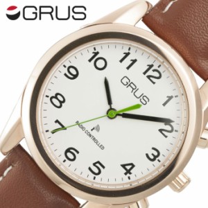 グルス 腕時計 GRUS 時計 音声で時刻を知らせるボイス電波腕時計 メンズ レディース ホワイト GRS003-04  