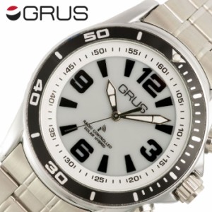 グルス 腕時計 GRUS 時計 音声で時刻を知らせるボイス電波腕時計 メンズ レディース ホワイト GRS004-01  