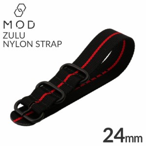 MOD ズールーナイロンストラップ 腕時計ベルト ZULU NYLON STRAP 時計バンド メンズ 腕時計ベルト BT-NYL-24-BKRD-BK 