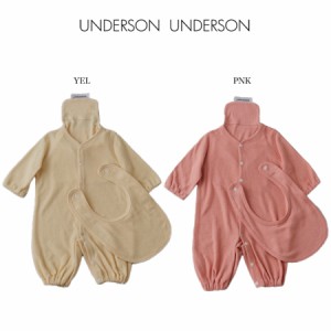 UNDERSON UNDERSON アンダーソンアンダーソン パイルセンター開きロンパース uubco211202 汗取りパット スタイ 3点SET 出産祝い