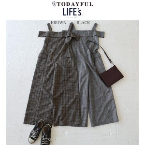 SALE50%OFF TODAYFUL トゥデイフル Offshoulder Check Combination オフショルダーチェックコンビネゾン 11720316