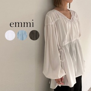 SALE50%OFF emmi atelier エミ アトリエ 2wayギャザーブラウス 13wfb231024 レディース ヨガ yoga トップス サステナブル素材 ウォッシャ