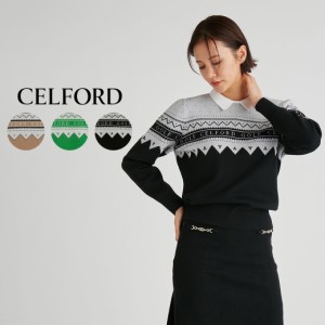 CELFORD GOLF セルフォード ロゴジャガードニットプルオーバー cwnt234039 レディース アウター ゴルフウェア ゴルフコーデ ロゴデザイン