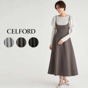 SALE60%OFF CELFORD バックデザインフレアキャミワンピース cwfo235024 レディース ドレス ロング丈 上品 スタイルアップ ジャガード 千