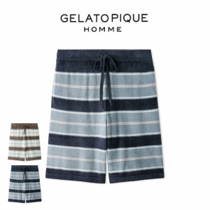 GELATO PIQUE HOMME スムライトマルチボーダーハーフパンツ pmnp242938 メンズ ボトムス 部屋着 ルームウェア パジャマ なめらか 軽量