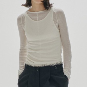 (予約)TODAYFUL Layered Sheer Long T-shirts レイヤードシアーロングTシャツ 12420610(10月上旬以降入荷) トップス シンプル ロンT レデ