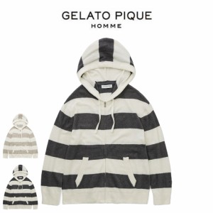 ジェラートピケ オム GELATO PIQUE HOMME スムーズィー2ボーダーパーカー pmnt251021 メンズ 部屋着 ルームウェア パジャマ トップス シ