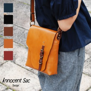 ショルダーバッグ コンパクト レディース 姫路レザー  角底 本革 innocent Sac イノセントサック 日本製 メンズ 男女兼用 ユニセックス