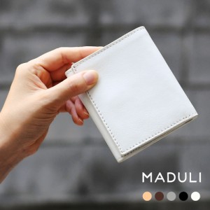 三つ折りミニ財布 MADULI レディース 本革 財布 レザー 牛革 マドゥリ スムースレザー 革 薄い財布 薄型財布 短財布 本革財布 コンパクト