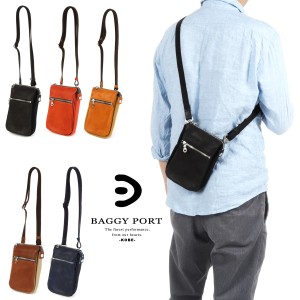 ミニショルダーバッグ ポシェット メンズ 斜め掛け 縦長 BAGGY PORT バギーポート スクエア グローブレザー グラブレザー 倉敷６号帆布 