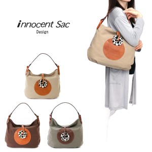 ショルダーバッグ A4サイズ対応 innocent Sac イノセントサック レディース 姫路レザー 異素材レザー 国産８号洗い加工帆布 ホースヘアー