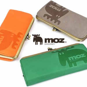 moz モズ がま口長財布 ボックス型小銭入れ がまぐち マチあり３室 本革 大容量 Elk エルク 型押し 牛革 経年変化 スウェーデン moz swed