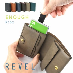 ミニ財布 二つ折り財布 コンパクト 財布 カード入れ ENOUGH イナフ Revel レヴェル 本革 オイルレザー 日本製 R602 財布 メンズ 機能性 