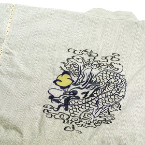 宝珠 龍 刺繍 甚平 メンズ 背中に黄金の珠を持つ 龍の刺繍甚平（じんべい）★白杢 クールでかっこいい 差をつけるなら刺繍甚平Cool Japan