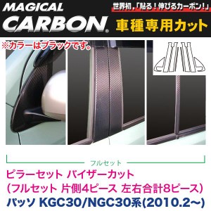 ピラーセット バイザーカット（フルセット 左右合計8ピース） マジカルカーボン ブラック パッソ 30系(H22/2〜)/ハセプロ：CPT-VF64