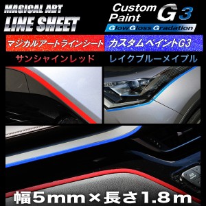 カスタムペイントG3 ラインシート 幅5mm×1.8m グロウグラデーション ラメ サンシャインレッド レイクブルーメイプル 内装 外装/ハセプロ