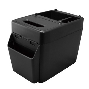 ゴミ箱 車 ラージトラッシュ3 ブラック 小物入れ付き ボックスティッシュ置き  ウォークスルーに最適/ヤック PZ-593