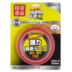 レックス スーパー強力両面テープ 長さ2.5m 幅19mm 厚み0.73mm 屋内・屋外OK 金属 木材 ガラス ポリエチレン ポリプロピレン 11710506