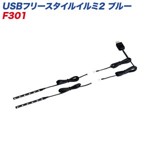 セイワ USBフリースタイルイルミ2 ブルー LED イルミネーション 発光部約10cm 2本入 F301