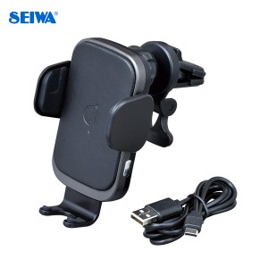 セイワ/SEIWA オートワイヤレスチャージホルダー AC取付 ワイヤレス充電 iPhone エアコンルーバー 電動アーム D585