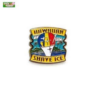 PICK The HAWAII ハワイアン ピンバッジ シェイブアイス バッジ かばんやキャップ帽などに ハワイ お土産 BL-PB-SV