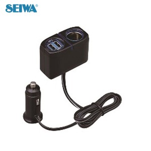 セイワ/SEIWA 1DC+2USBコードソケット 増設ソケット 電源 車用 コード約1m USBポート付 ドラレコ・ナビ等の取付 スマホ充電等に F275
