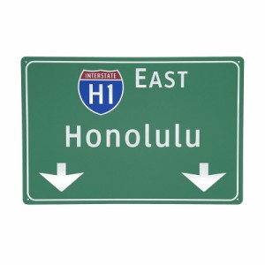 PICK The HAWAII アルミサインプレート HONOLULU アルミ製(リフレクト加工) 反射で光る W40×H40cm ハワイ雑貨 看板 AG-AP-REFHNL