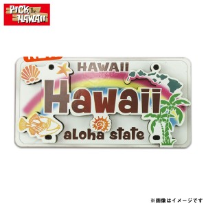 PICK The HAWAII 2D マグネット・ ライセンスプレート ハワイ HAWAII W８×H４cm 冷蔵庫等に 磁石 ハワイ雑貨 KC-MG2D-LPHI