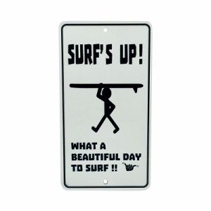 Pick the hawaii アルミメッセージプレート サーフアップ SURFS UP! サーフィン お洒落 可愛い インテリア W23cmx12.5cm AG-AP-MSU