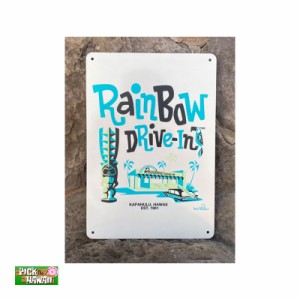 PICK The HAWAII アルミサイン ティキ TIKI Rainbow DRIVE-IN ムーキーサトウコラボ 看板 ハワイ リフレクト加工 AG-AP-REFRMTK