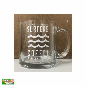 PICK The HAWAII グラスマグ アイスコーヒー等に SURFERS COFFEE コップ ハワイ ガラス素材 直径8cm×H9cm SC-MC-GWT